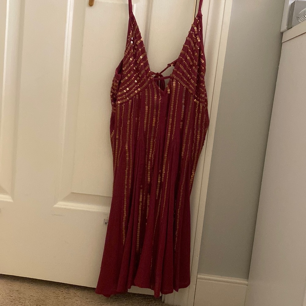 Maroon and gold Free People dress size: M